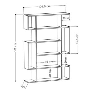 119 000660 2 Bookcase MITO pakoworld in anthracite-natural colour 108,5x25,5x161cmIndoor furniture > Bookshelves