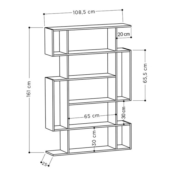 119 000660 2 Bookcase MITO pakoworld in anthracite-natural colour 108,5x25,5x161cmIndoor furniture > Bookshelves