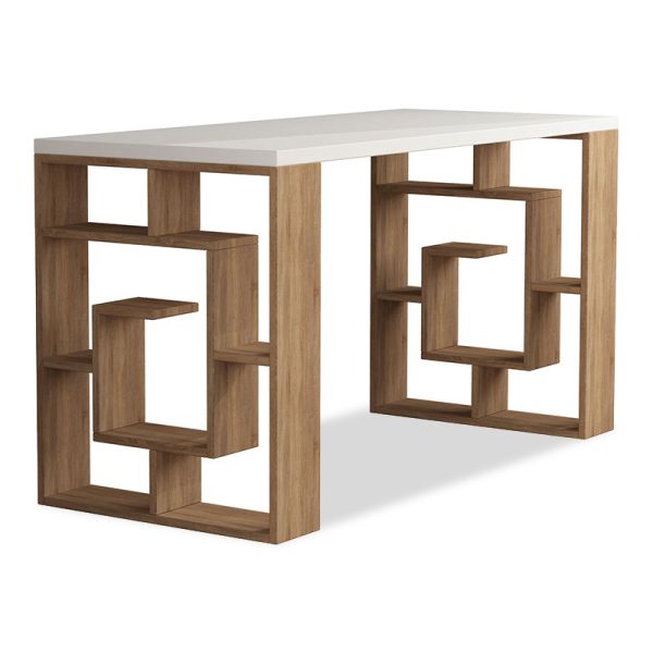 119 000806 Working Table Labirent pakoworld in white - oak 140x60x75cmOffice furniture > Working desk