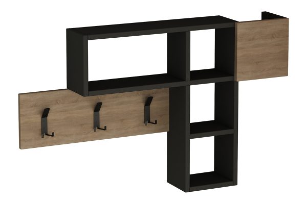 119 000906 Wall hanger Game pakoworld in oak-anthracite color 99,5x15x61cmIndoor furniture > Hoods - Hangers