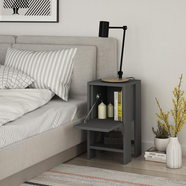 119 000997 2 Nightstand Ema pakoworld 1 cupboard anthracite color 30x30x55cmIndoor furniture > Bedside tables