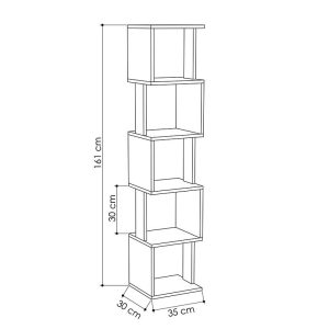119 001027 2 Bookcase - Column Piri pakoworld oak-anthracite 35x30x161cmIndoor furniture > Bookshelves