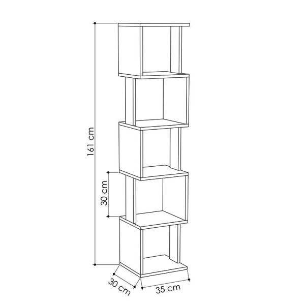 119 001027 2 Bookcase - Column Piri pakoworld oak-anthracite 35x30x161cmIndoor furniture > Bookshelves