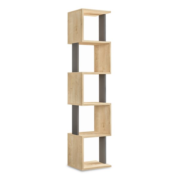 119 001027 Bookcase - Column Piri pakoworld oak-anthracite 35x30x161cmIndoor furniture > Bookshelves