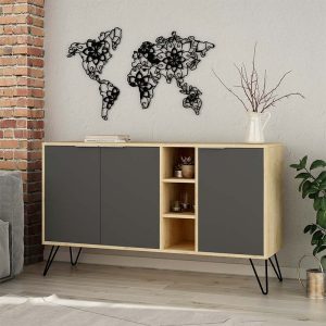119 001063 2 Buffet Clara pakoworld in oak - dark grey color 142x35.5x83cmIndoor furniture > Buffets