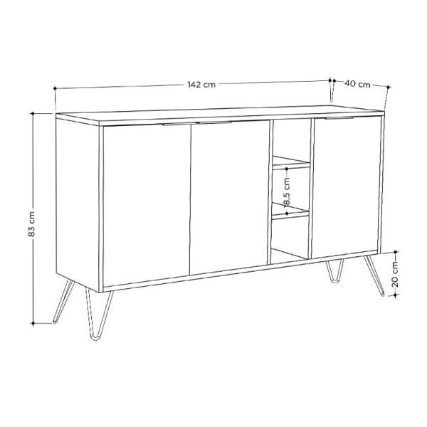 119 001063 4 Buffet Clara pakoworld in oak - dark grey color 142x35.5x83cmIndoor furniture > Buffets