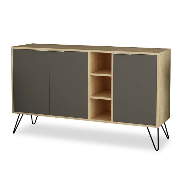 119 001063 Buffet Clara pakoworld in oak - dark grey color 142x35.5x83cmIndoor furniture > Buffets