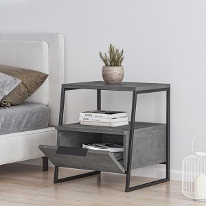 119 001090 2 Nightstand Johana pakoworld black-gray antique 45x40x50cmIndoor furniture > Bedside tables
