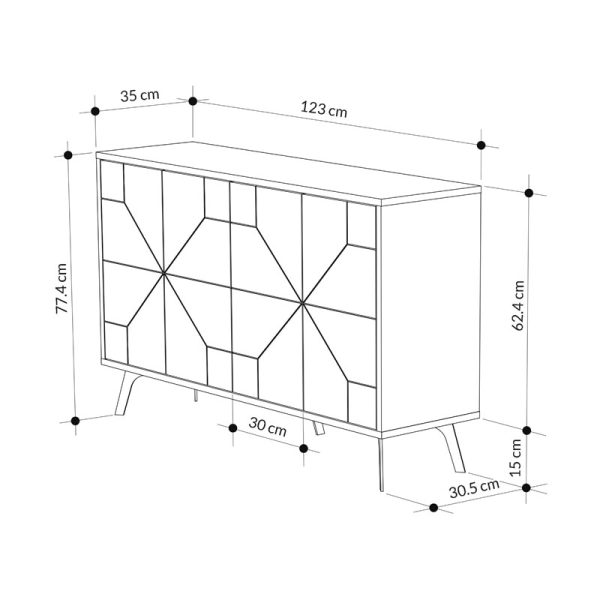 119 001123 3 Buffet Ursula pakoworld black marble 123x35x77.5cmIndoor furniture > Buffets