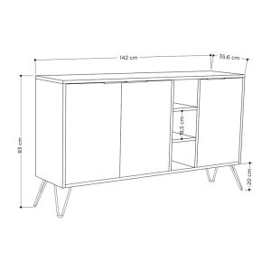 119 001133 3 Buffet Clara pakoworld in white colour 142x35.5x82cmIndoor furniture > Buffets