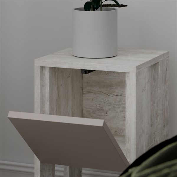 119 001134 2 Nightstand Ema pakoworld in white antique-mocha color 30x30x55cmIndoor furniture > Bedside tables