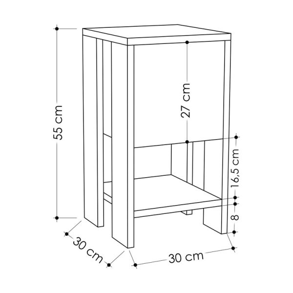 119 001134 3 Nightstand Ema pakoworld in white antique-mocha color 30x30x55cmIndoor furniture > Bedside tables