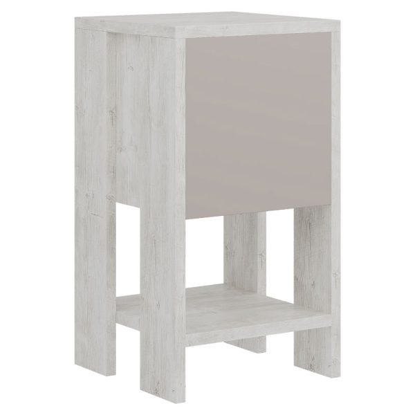 119 001134 Nightstand Ema pakoworld in white antique-mocha color 30x30x55cmIndoor furniture > Bedside tables