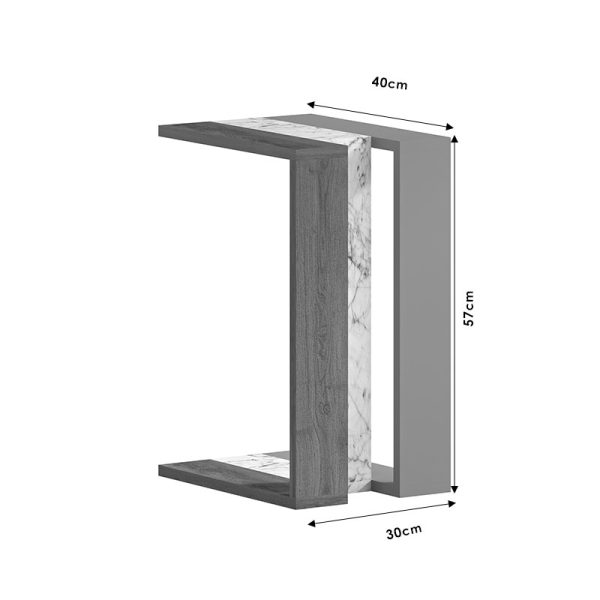 119 001159 2 End table Muju pakoworld natural-white marble-mocha 40x30x57cmIndoor furniture > Tables auxiliary