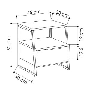 119 001163 4 Nightstand Johana pakoworld black-oak 45x40x50cmIndoor furniture > Bedside tables