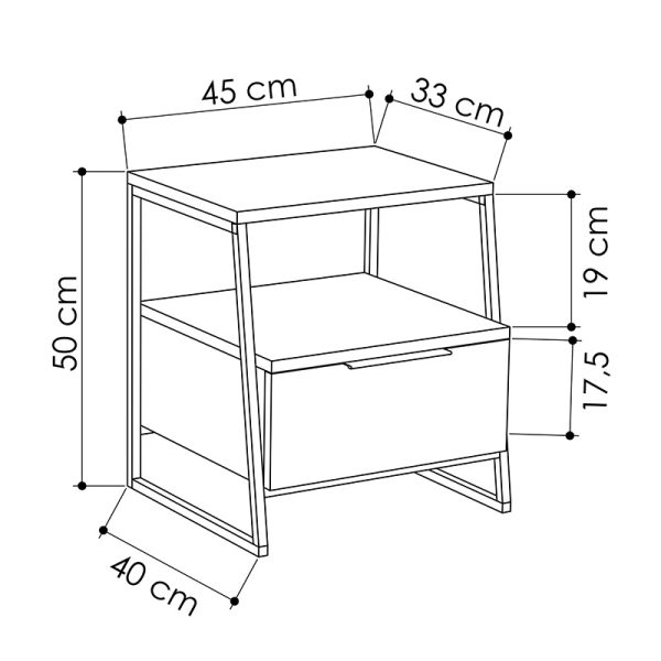 119 001163 4 Nightstand Johana pakoworld black-oak 45x40x50cmIndoor furniture > Bedside tables