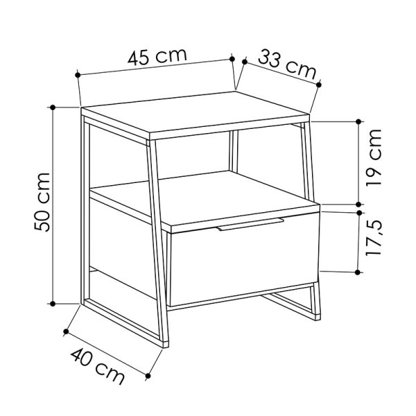 119 001164 3 Nightstand Johana pakoworld black-cream 45x40x50cmIndoor furniture > Bedside tables