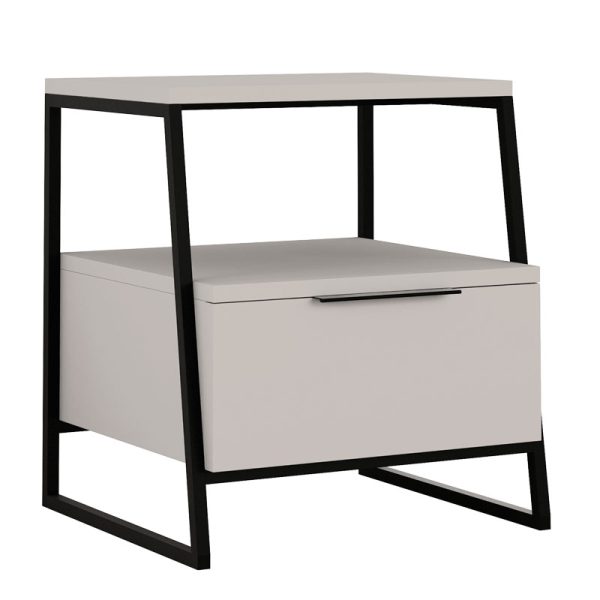 119 001164 Nightstand Johana pakoworld black-cream 45x40x50cmIndoor furniture > Bedside tables