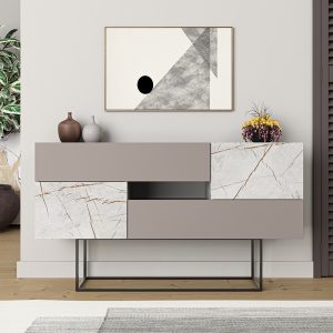 119 001169 2 Buffet Roberta pakoworld light mocha-white marble 145x40x82cmIndoor furniture > Buffets