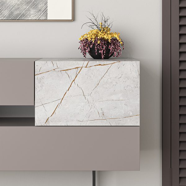 119 001169 3 Buffet Roberta pakoworld light mocha-white marble 145x40x82cmIndoor furniture > Buffets