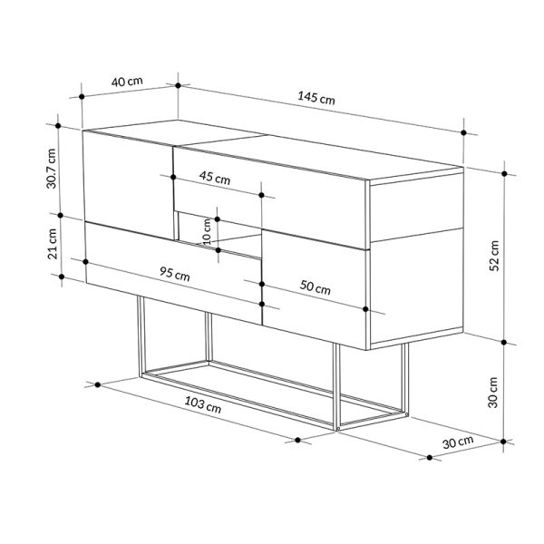 119 001169 4 Buffet Roberta pakoworld light mocha-white marble 145x40x82cmIndoor furniture > Buffets