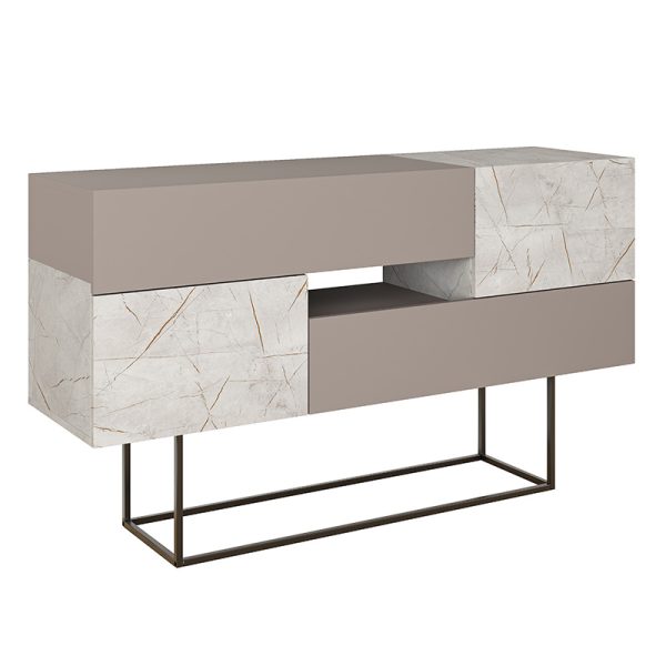 119 001169 Buffet Roberta pakoworld light mocha-white marble 145x40x82cmIndoor furniture > Buffets