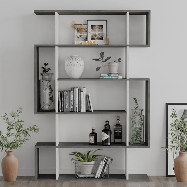 119 001171 2 Bookcase MITO pakoworld in antique white-grey colour 108.5x25.5x161cmIndoor furniture > Bookshelves