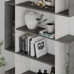 119 001171 3 Bookcase MITO pakoworld in antique white-grey colour 108.5x25.5x161cmIndoor furniture > Bookshelves