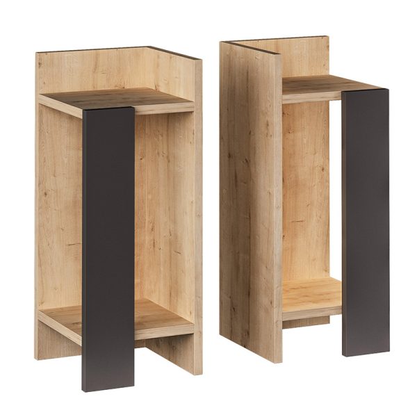 119 001181 Nightstand Immerse pakoworld set 2 pics oak-anthracite 27x25x60cmIndoor furniture > Bar stools