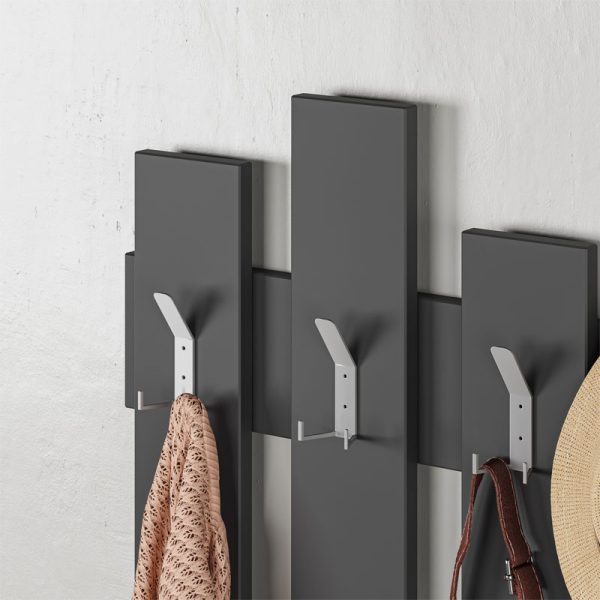 119 001183 2 Wall hanger Wave pakoworld in dark grey color melamine 64x4x81cmIndoor furniture > Hoods - Hangers