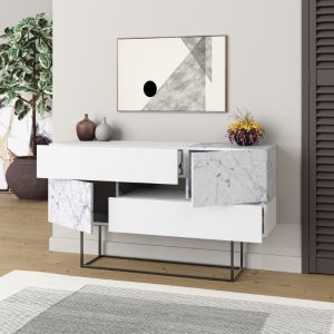 119 001195 2 Buffet Roberta pakoworld white marble melamine 145x40x82cmIndoor furniture > Buffets