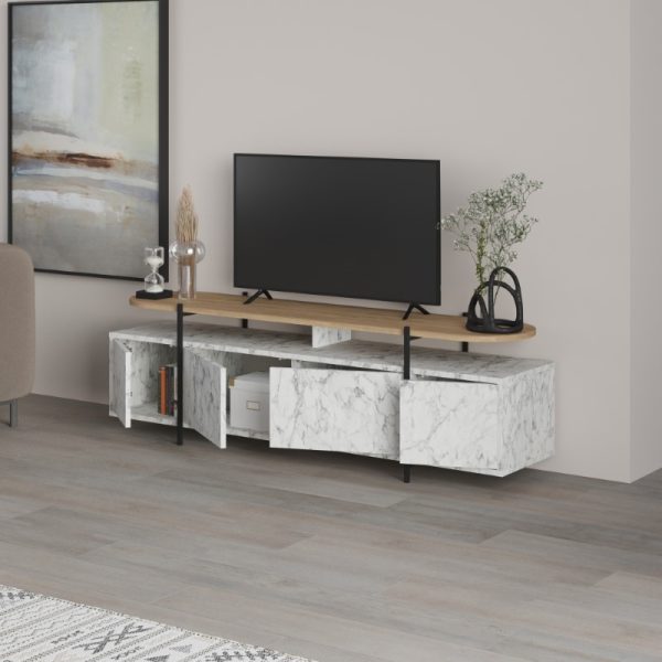 119 001199 2 TV cabinet Ondine pakoworld grey marble-natural 160x35.5x48cmIndoor furniture > TV stands