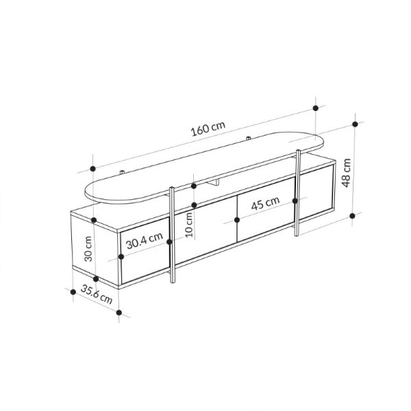 119 001199 4 TV cabinet Ondine pakoworld grey marble-natural 160x35.5x48cmIndoor furniture > TV stands