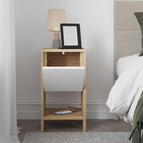 119 001218 2 Nightstand Ema pakoworld melamine in natural-white color 30x30x55cmIndoor furniture > Bedside tables