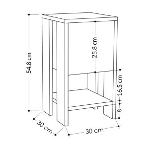 119 001218 4 Nightstand Ema pakoworld melamine in natural-white color 30x30x55cmIndoor furniture > Bedside tables