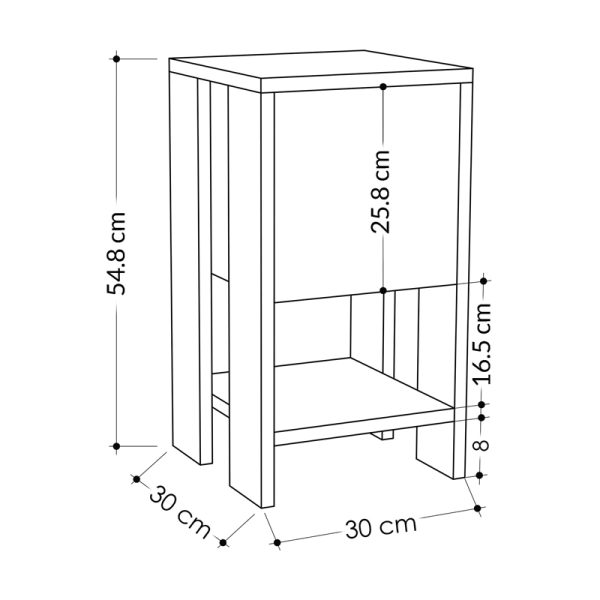 119 001218 4 Nightstand Ema pakoworld melamine in natural-white color 30x30x55cmIndoor furniture > Bedside tables