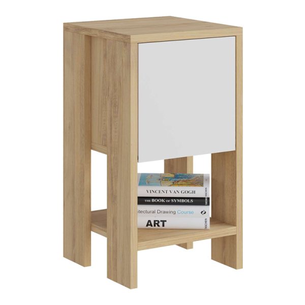 119 001218 Nightstand Ema pakoworld melamine in natural-white color 30x30x55cmIndoor furniture > Bedside tables