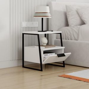 119 001234 2 Nightstand Johana pakoworld black-whie 45x40x50cmIndoor furniture > Bedside tables