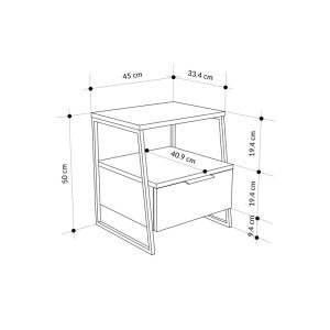 119 001234 3 Nightstand Johana pakoworld black-whie 45x40x50cmIndoor furniture > Bedside tables