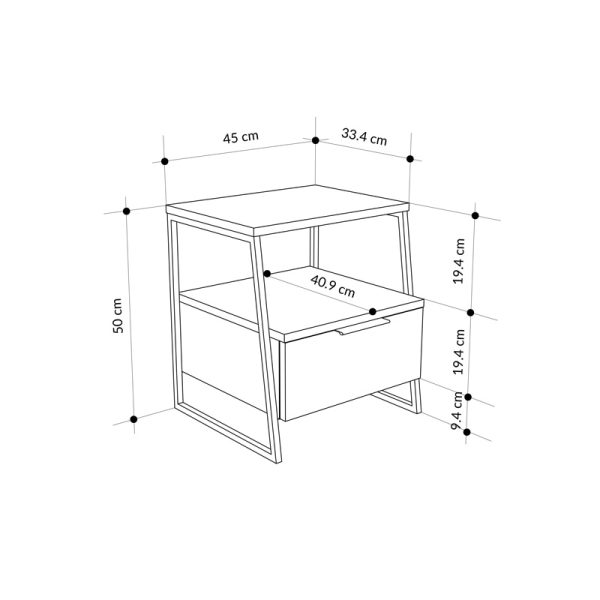 119 001234 3 Nightstand Johana pakoworld black-whie 45x40x50cmIndoor furniture > Bedside tables