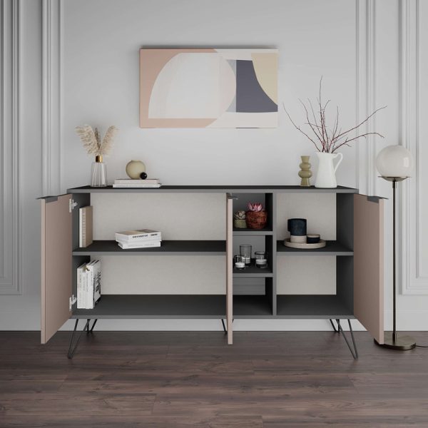 119 001235 2 Buffet Clara pakoworld in mocha-anthracite colour 142x35.6x82cmIndoor furniture > Buffets