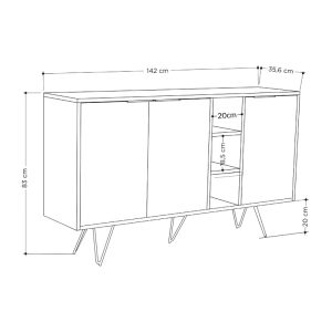 119 001235 3 Buffet Clara pakoworld in mocha-anthracite colour 142x35.6x82cmIndoor furniture > Buffets