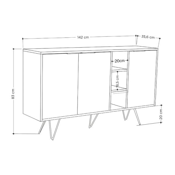 119 001235 3 Buffet Clara pakoworld in mocha-anthracite colour 142x35.6x82cmIndoor furniture > Buffets