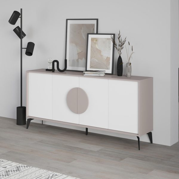 119 001236 2 Buffet Gora pakoworld in white-mocha color 180x35.6x82cmIndoor furniture > Buffets