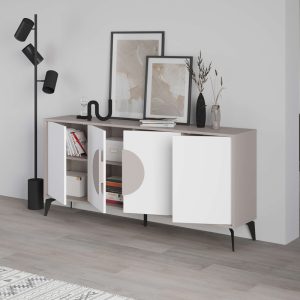 119 001236 3 Buffet Gora pakoworld in white-mocha color 180x35.6x82cmIndoor furniture > Buffets