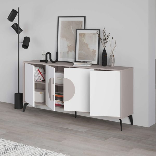 119 001236 3 Buffet Gora pakoworld in white-mocha color 180x35.6x82cmIndoor furniture > Buffets