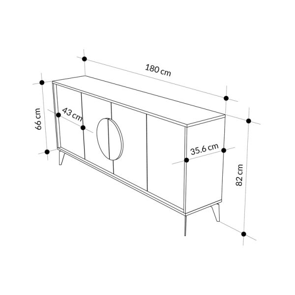 119 001236 4 Buffet Gora pakoworld in white-mocha color 180x35.6x82cmIndoor furniture > Buffets