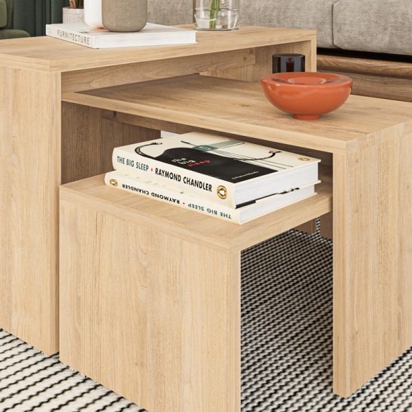 119 001239 4 Kantar pakoworld coffee tables set of 3 in natural color 65x30x39cmIndoor furniture > Dining Tables