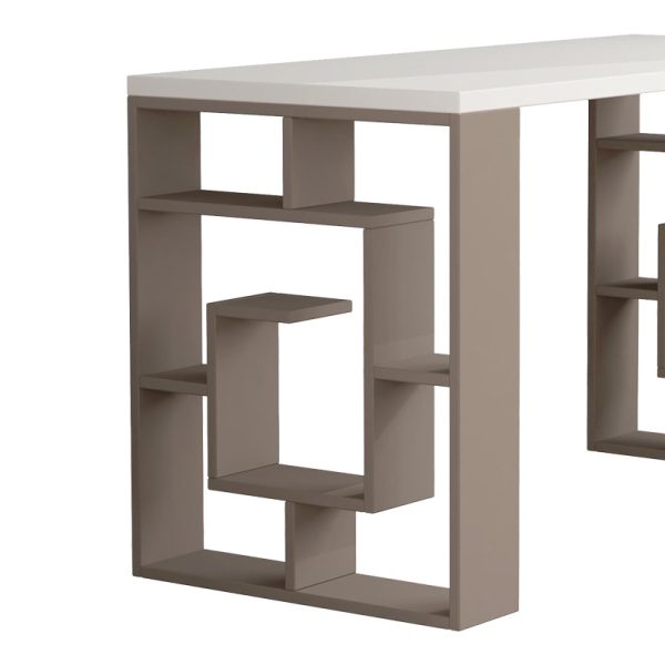 119 001242 2 Working Table Labirent pakoworld in white-mocha 140x60x75cmOffice furniture > Professional desk