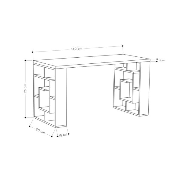 119 001242 3 Working Table Labirent pakoworld in white-mocha 140x60x75cmOffice furniture > Professional desk